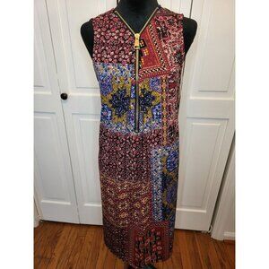 Haani Patchwork Sleeveless Zipper Midi Dress 3X Boho Hippie Whimsygoth Festival